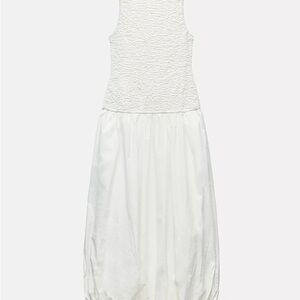 Zara Poplin Balloon White Maxi Dress